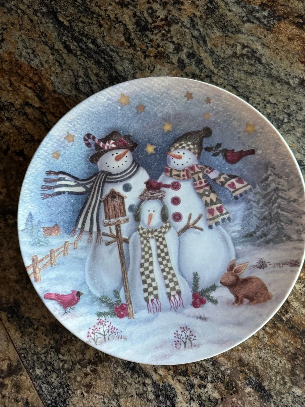 At Home America Snowman 3-Piece Plate Set